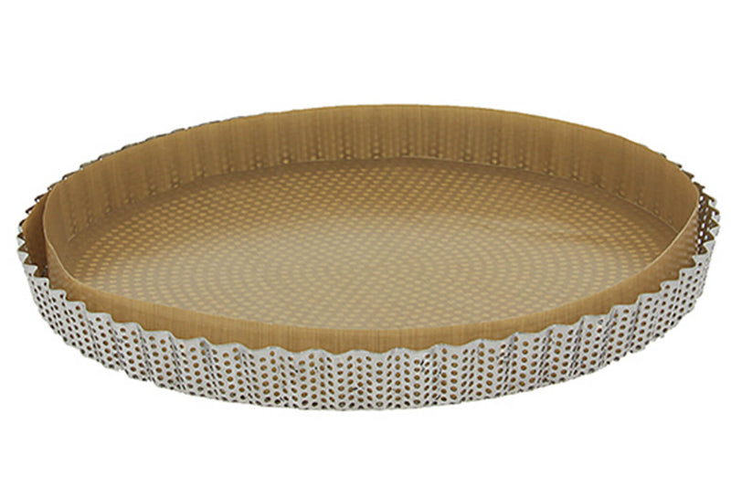 Moule à tarte cannelé inox fond amovible De Buyer et feuille cuisson