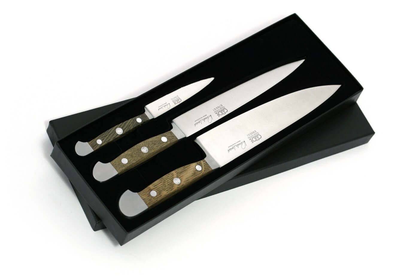 Coffret 3 couteaux forgés Güde Alpha Chêne