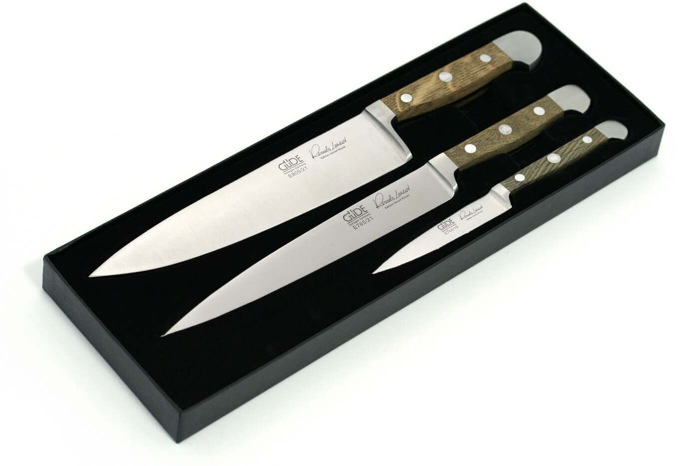 Coffret 3 couteaux forgés Güde Alpha Chêne