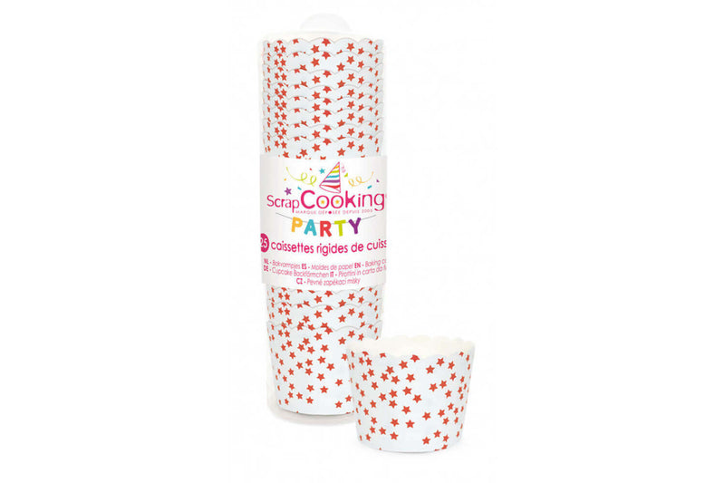 Boite 25 caissettes rigides de cuisson Scrapcooking 6x4,5cm - Etoiles rouges