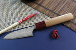 Couteau d'office japonais artisanal Yoshimi Kato 8,5cm VG10 Nickel Damascus cerisier