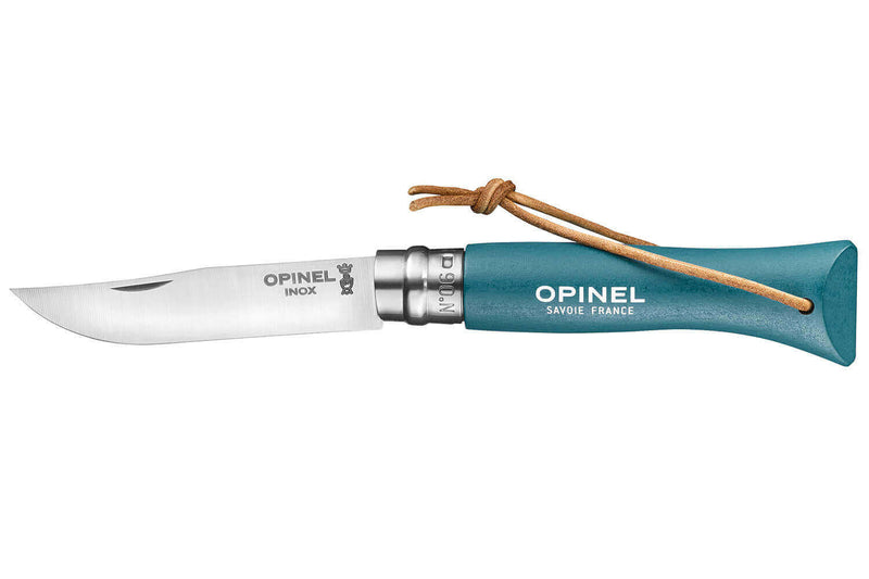 Couteau Opinel n°06 Baroudeur lame 7cm manche turquoise