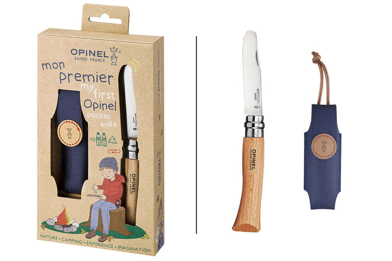 Coffret Mon premier Opinel lame arrondie 8cm + étui
