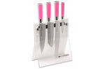 Bloc acrylique 4 couteaux de cuisine Dick Pink Spirit manche rose
