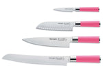 Bloc acrylique 4 couteaux de cuisine Dick Pink Spirit manche rose