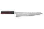 Couteau sujihiki japonais artisanal Takeshi Saji R2 Damas 24cm