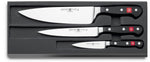 Coffret 3 couteaux Wüsthof Classic office 9cm, tranchelard 16cm, chef 20cm