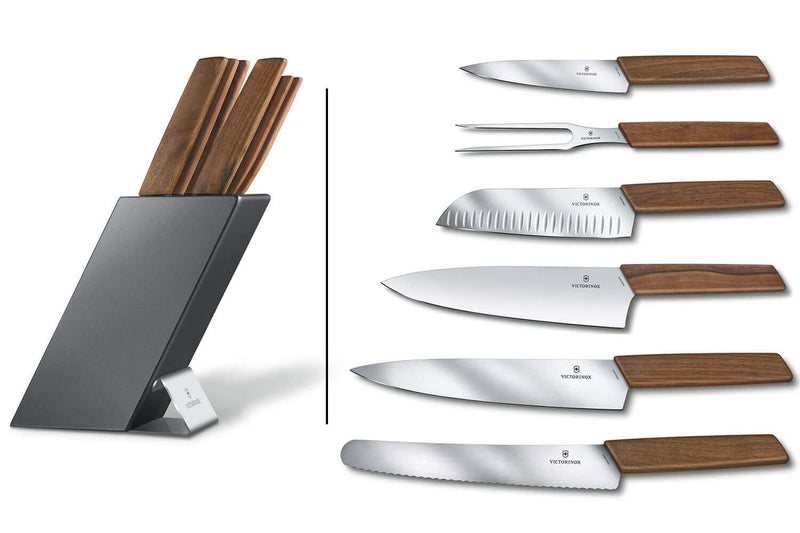 Bloc 6 couteaux de cuisine Victorinox Swiss Modern manches noyer
