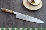 Couteau de chef japonais artisanal forgé Takeshi Saji R2 Tsuchime 24cm