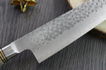 Couteau de chef japonais artisanal forgé Takeshi Saji R2 Tsuchime 24cm