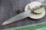 Couteau de chef japonais artisanal forgé Takeshi Saji R2 Tsuchime 24cm