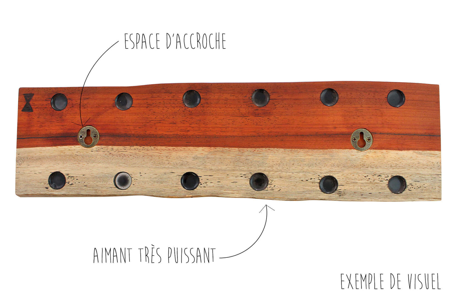 Barre aimantée artisanale Essences Creations en padouk et aubier 48cm - 6 places