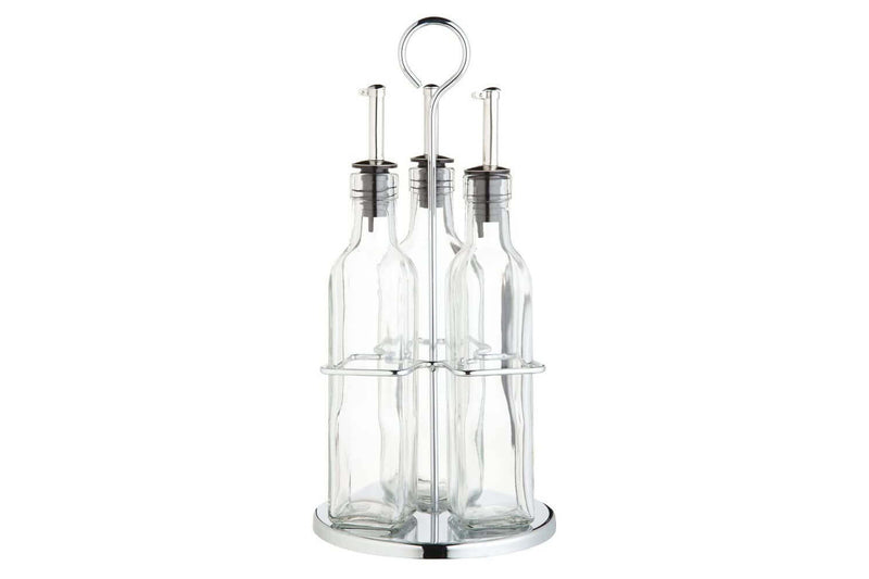 Ensemble de 3 bouteilles huile et vinaigre en verre avec présentoir World of Flavours