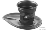 Tasse Revol Cappuccino Froissé 18cl en porcelaine noire satinée