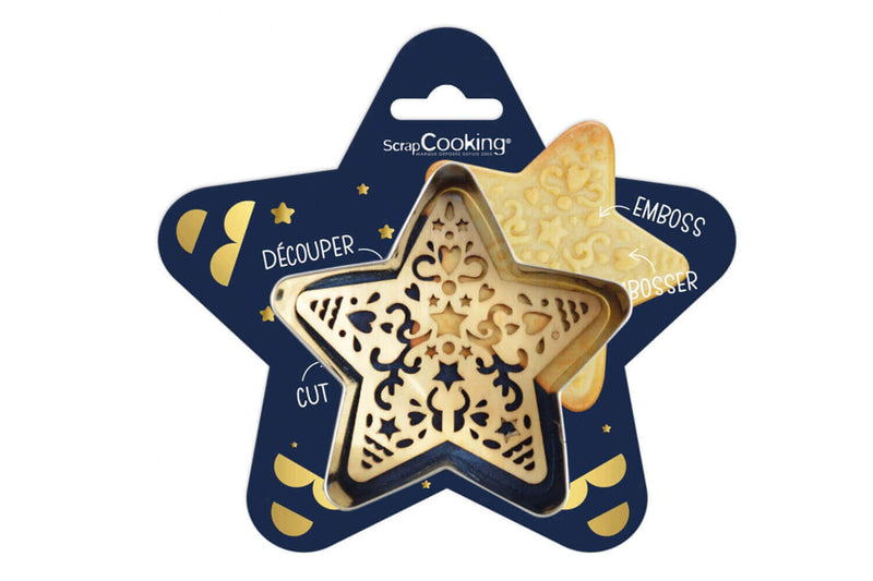 Emporte pièce Scrapcooking avec embosseur bois - Plusieurs formes Noël - Etoile
