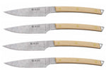 Coffret 4 couteaux à steak Icel lame dentelée 11cm manche incurvé bois d'érable