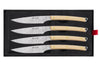Coffret 4 couteaux à steak Icel lame dentelée 11cm manche incurvé bois d'érable