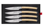 Coffret 4 couteaux à steak Icel lame dentelée 11cm manche incurvé bois d'érable