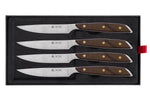Coffret 4 couteaux à steak Icel lame dentelée 11cm manche droit en bois