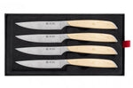 Coffret 4 couteaux à steak Icel lame dentelée 11cm manche droit bois d'érable