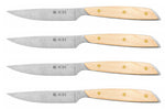 Coffret 4 couteaux à steak Icel lame dentelée 11cm manche droit bois d'érable