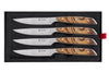 Coffret 4 couteaux à steak Icel lame dentelée 11cm manche droit bois d'olivier