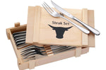 Coffret 6 couteaux à steak + 6 fourchettes WMF Holzkass en acier inox 18/10 Cromargan