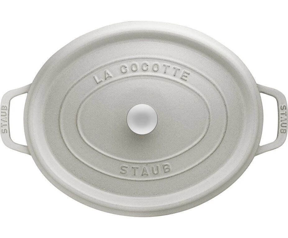 Cocotte STAUB ovale en fonte émaillée truffe blanche - 37 cm