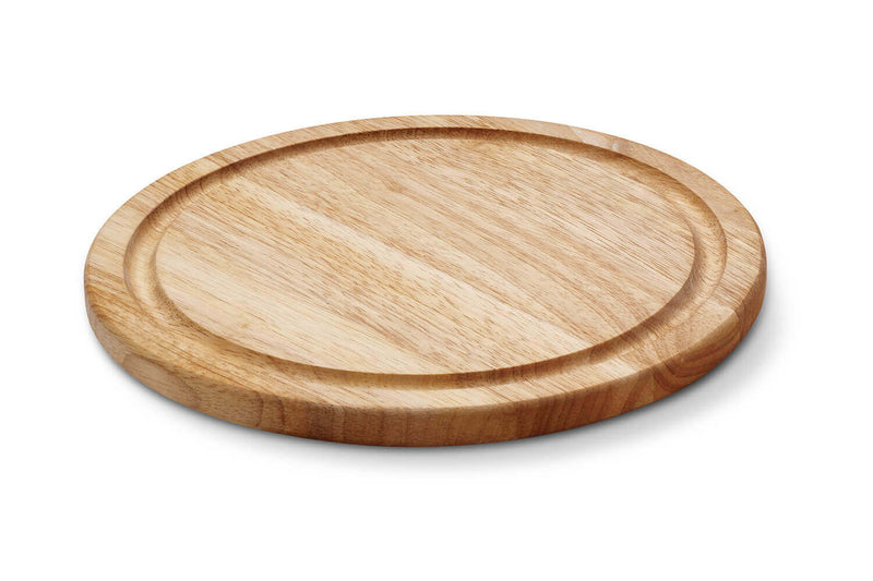Planche à steak ronde Continenta avec rigole en bois d'hévéa - 25cm