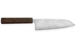 Couteau santoku japonais artisanal Wusaki Unagi AUS10 damas 16,5cm manche chêne