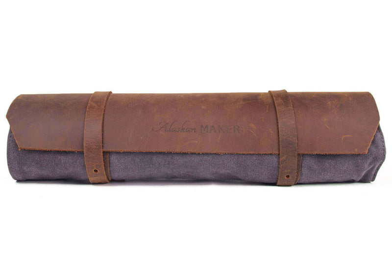 Trousse à couteaux vide Alaskan Maker Chef - 61x38,5cm avec 9 emplacements - Charbon