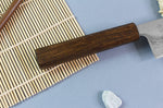 Couteau santoku japonais artisanal Wusaki Unagi AUS10 damas 16,5cm manche chêne