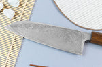 Couteau santoku japonais artisanal Wusaki Unagi AUS10 damas 16,5cm manche chêne