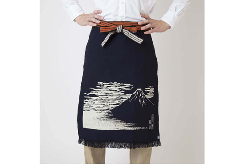 Tablier de cuisine japonais Anything Maekake Hokusai Mont Fuji rouge