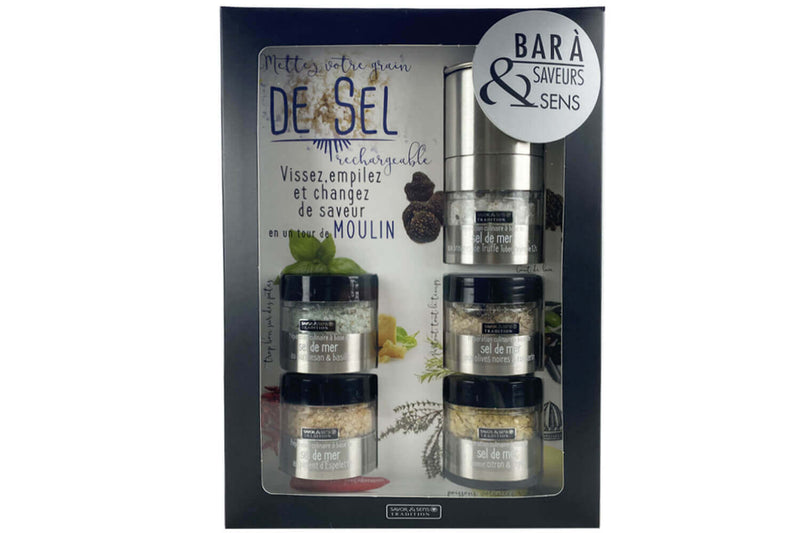 Bar à sels Savor&Sens 5 saveurs + 1 moulin dévissable - 145g