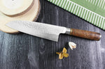 Couteau santoku japonais artisanal forgé Takeshi Saji R2 Tsuchime 16,5cm