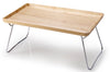 Tablette de lit sur pieds métalliques Continenta en bois d'hévéa 53x32x7cm