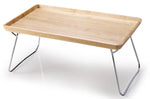 Tablette de lit sur pieds métalliques Continenta en bois d'hévéa 53x32x7cm