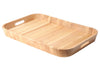 Plateau de service bords arrondis avec poignées Continenta en bois d'hévéa 53x35x5cm