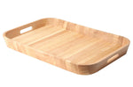 Plateau de service bords arrondis avec poignées Continenta en bois d'hévéa 53x35x5cm