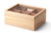 Boîte à thé Continenta en bois d'hévéa 23x17,5x10cm