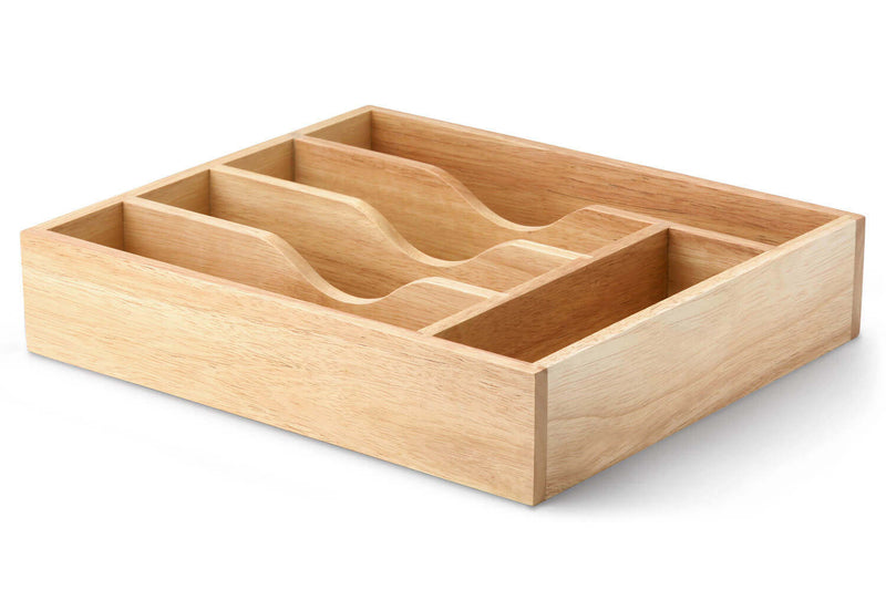 Range-couverts Continenta en bois d'hévéa 35x30x7cm