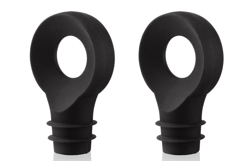 Set de 2 bouchons arrondis Vacu vin noir