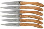 Coffret de 6 couteaux de table Laguiole en Aubrac l'Ecir manches en olivier