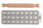 Moule à raviolis Marcato Classic 24 empreintes carrées + mini rouleau en bois