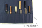 Mallette traditionnelle Wusaki en toile bleue pour 6 couteaux