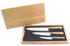 Coffret 3 couteaux en olivier Laguiole en Aubrac : Office + Universel + Chef