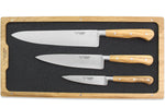 Coffret 3 couteaux en olivier Laguiole en Aubrac : Office + Universel + Chef
