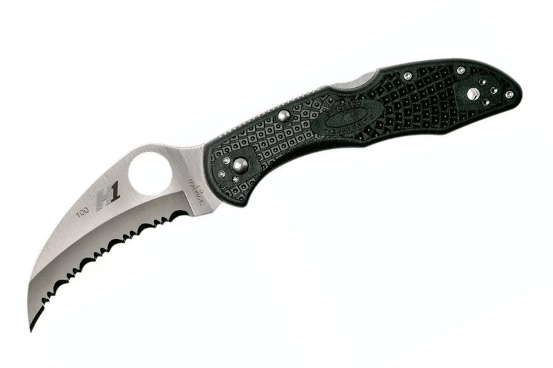Couteau pliant Spyderco Tasman Salt 2 C106SBK2 dentelé manche nylon/fibre de verre noir 10,8cm