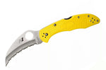 Couteau pliant Spyderco Tasman Salt 2 C106SYL2 dentelé manche nylon/fibre de verre jaune 10,8cm